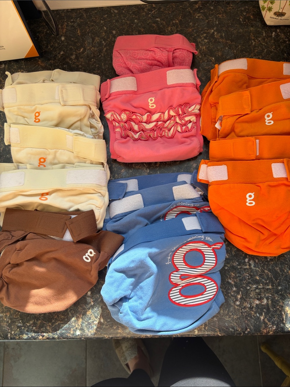 Reusable Diaper Cover Set — Pink, Orange, Blue, Brown, Cream